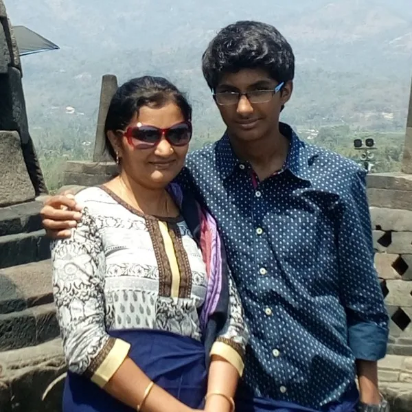Ruthuparna with his mother in 2016