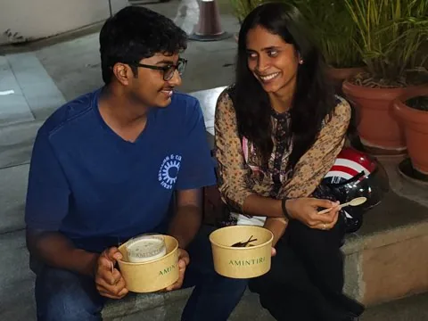 Eating Amintiri ice cream on Church Street at night